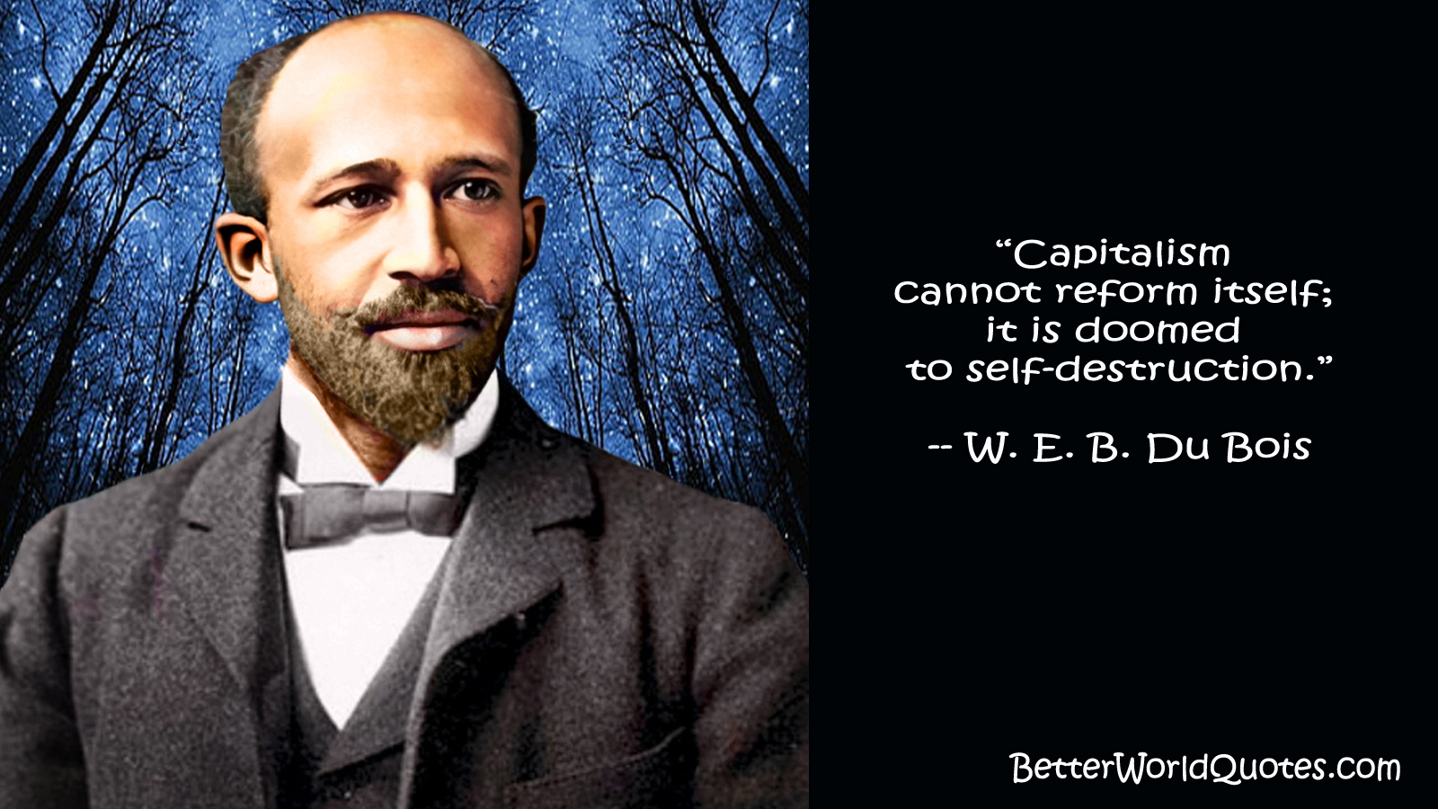 W. E. B. Du Bois: Capitalism cannot reform itself; it is doomed to self-destruction.
